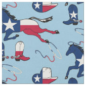 Texas Flag Pferde Hasen und Stiefel blau Stoff (Nahaufnahme)
