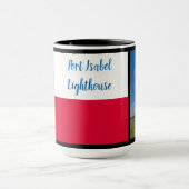 Texas Flag & Port Isabel Leuchtturm auf schwarz Tasse (Zentrum)