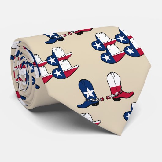 Texas Flag Print Cowboy Stiefel und Hats Krawatte (Gerollt)