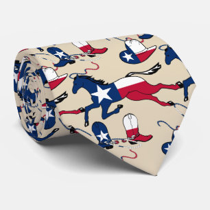 Texas Flag Print Horse Cowboy Stiefel und Hats Krawatte