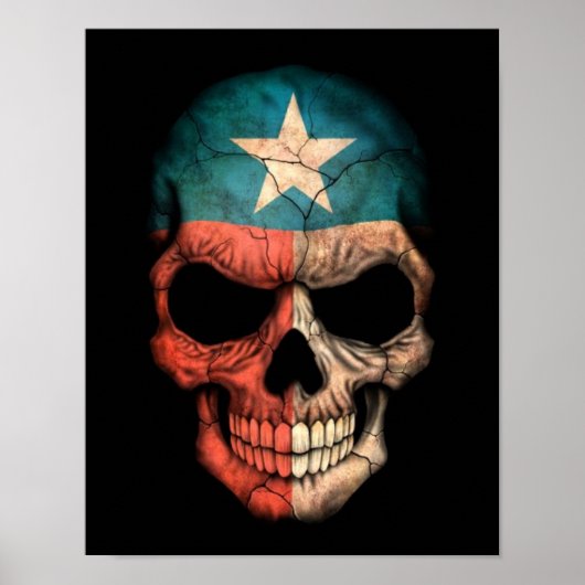Texas Flag Skull auf Schwarz Poster (Vorne)