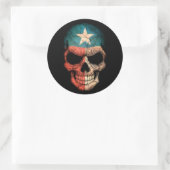 Texas Flag Skull auf Schwarz Runder Aufkleber (Tasche)