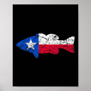 Texas Flag Smallmouth B Angeln  Poster