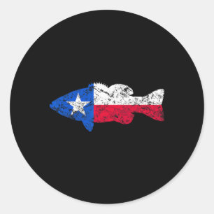 Texas Flag Smallmouth B Angeln  Runder Aufkleber