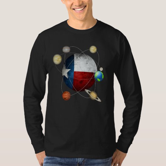 Texas Flag Texas And The Solar System T-Shirt (Vorderseite)