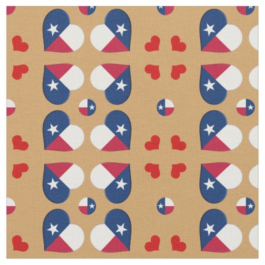 Texas Flag & Texas Hearts mode Fabric / USA Stoff (Nahaufnahme)