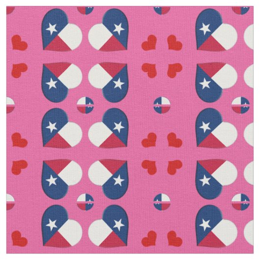 Texas Flag & Texas Hearts mode Fabric / USA Stoff (Nahaufnahme)