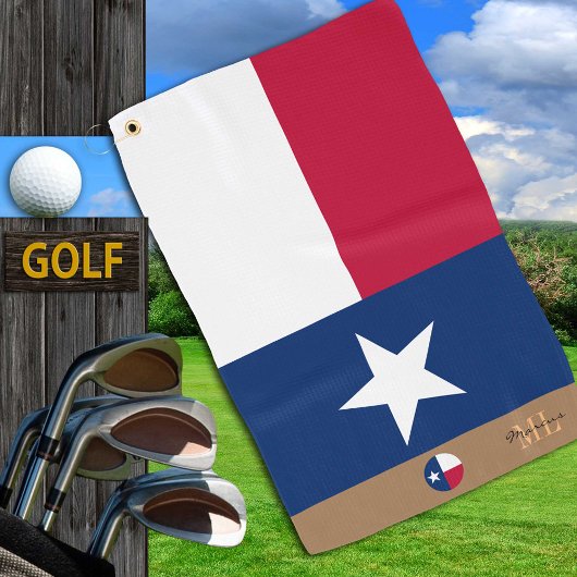 Texas Flag & Texas mit Monogramm / Golftücher Golfhandtuch