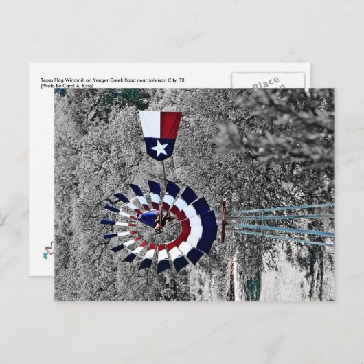 Texas Flag Windmill near Johnson City, TX Postkarte (Vorne/Hinten)