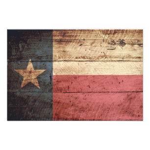 Texas-Flagge auf altem Holzmaserung Fotodruck