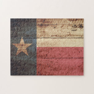 Texas-Flagge auf altem Holzmaserung Puzzle
