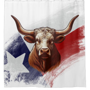 Texas-Flagge & Langhornkuh Duschvorhang