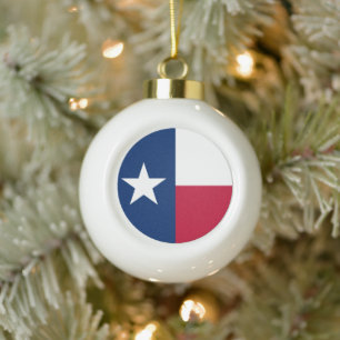Texas-Flagge: Longhorns, Der texanische Lone-Star- Keramik Kugel-Ornament