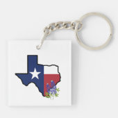 Texas-Flagge mit Staat Blume Bluebonnet Schlüsselanhänger (Rückseite)