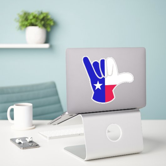 Texas flagge Shaka Aufkleber (Laptop auf Schreibtisch)