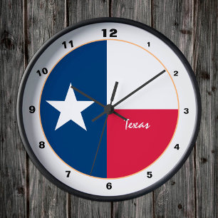 Texas-Flagge & Texas Mode / Design USA Runde Wanduhr