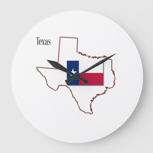 Texas-Flagge und -Karte Große Wanduhr (Vorderseite)