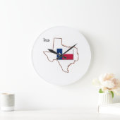 Texas-Flagge und -Karte Große Wanduhr (Zuhause)