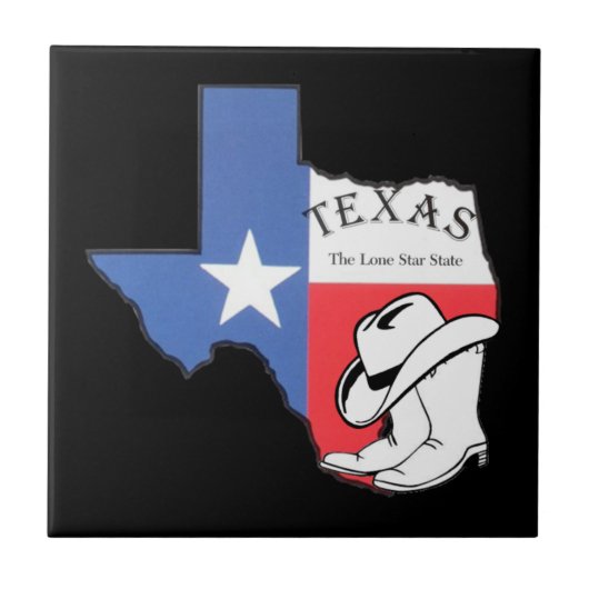 Texas: Flagge und Silhouette von Texas, Fliese (Vorderseite)