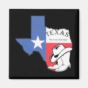 Texas: Flagge und Silhouette von Texas Magnet