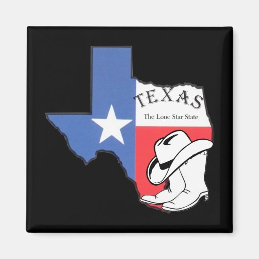 Texas: Flagge und Silhouette von Texas Magnet (Vorne)