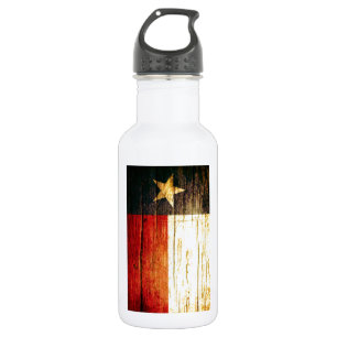 Texas-Flaggen-altes Holz Edelstahlflasche