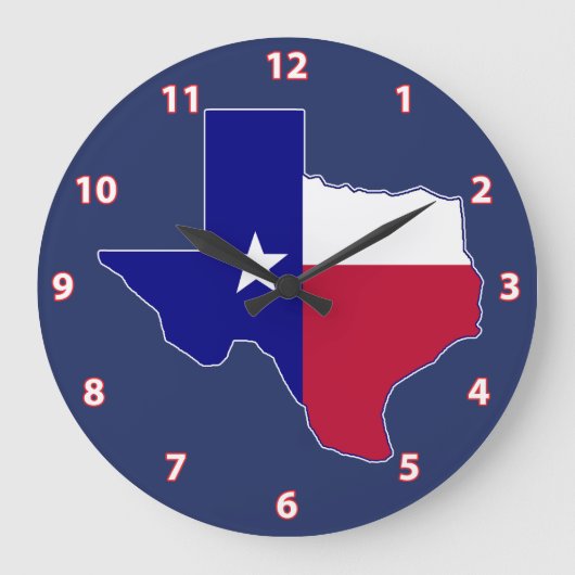 Texas-Flaggen-Karte Große Wanduhr (Vorderseite)