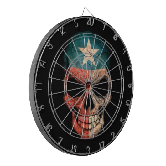 Texas-Flaggen-Schädel auf Schwarzem Dartscheibe (Vorderseite Links)