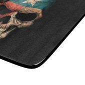 Texas-Flaggen-Schädel auf Schwarzem Schneidebrett (Ecke)