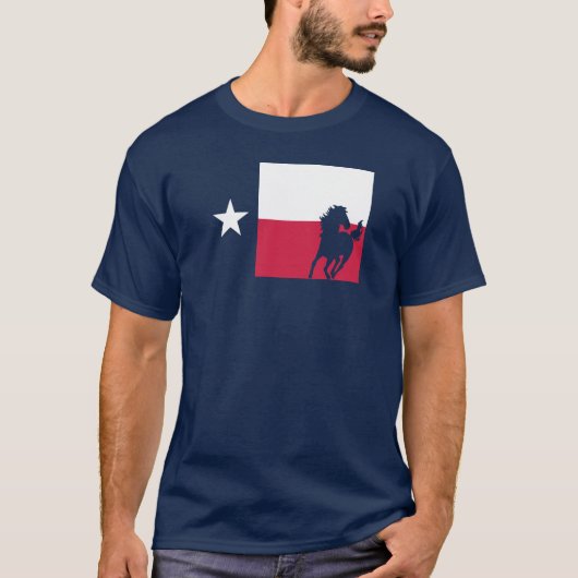 Texas-Flaggen-T - Shirt - Cowboy u. Pferd (Vorderseite)
