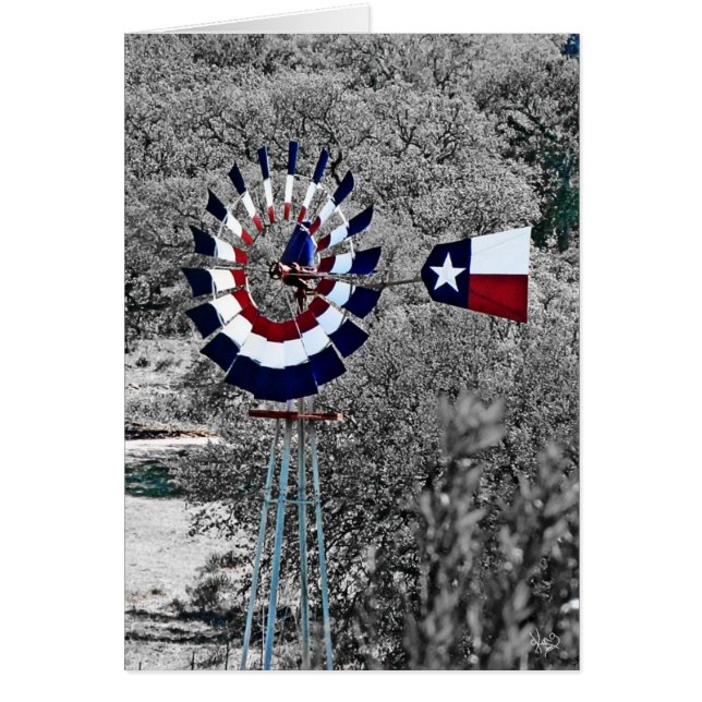 Texas-Flaggen-Windmühle nahe Johnson City, TX (Vorne)