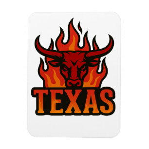 Texas Flame Bull Head - Fiery Longhorn Western Magnet