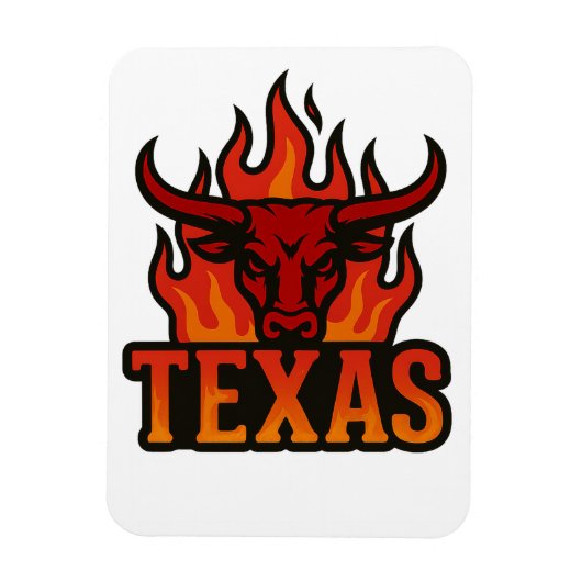 Texas Flame Bull Head - Fiery Longhorn Western Magnet (Vertikal)
