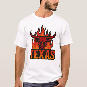 Texas Flame Bull Head - Fiery Longhorn Western T-Shirt