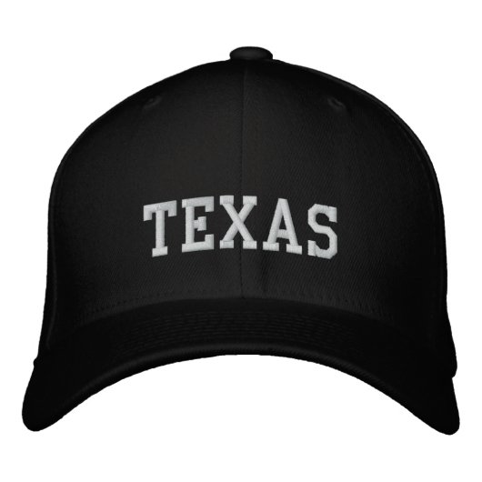 Texas Flexfit Wool Cap Black Bestickte Kappe (Vorderseite)