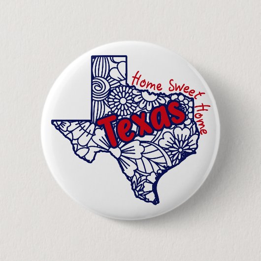 Texas Floral Doodles Button (Vorderseite)