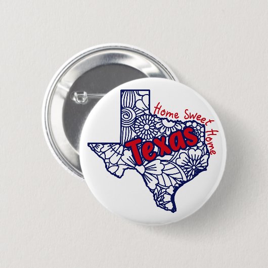 Texas Floral Doodles Button (Vorne & Hinten)