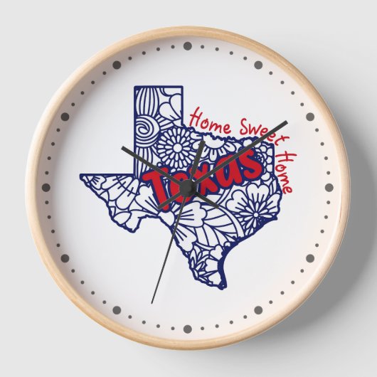 Texas Floral Doodles Uhr (Vorderseite)