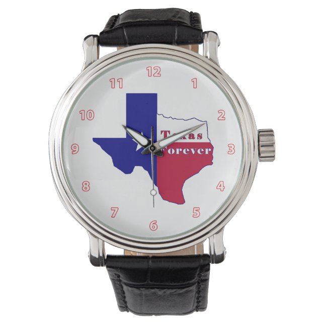 Texas Forever Flag Karte Armbanduhr (Vorderseite)