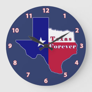 Texas Forever Flag Karte Große Wanduhr