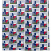 Texas Form Texas Flag mit Bluebonnets 2 Duschvorhang (Vorderseite)