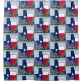 Texas Form Texas Flag mit Bluebonnets Duschvorhang (Vorderseite)