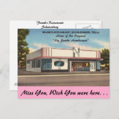 Texas, Franks Restaurant, Schulenburg Postkarte (Vorne/Hinten)