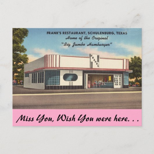 Texas, Franks Restaurant, Schulenburg Postkarte (Vorderseite)