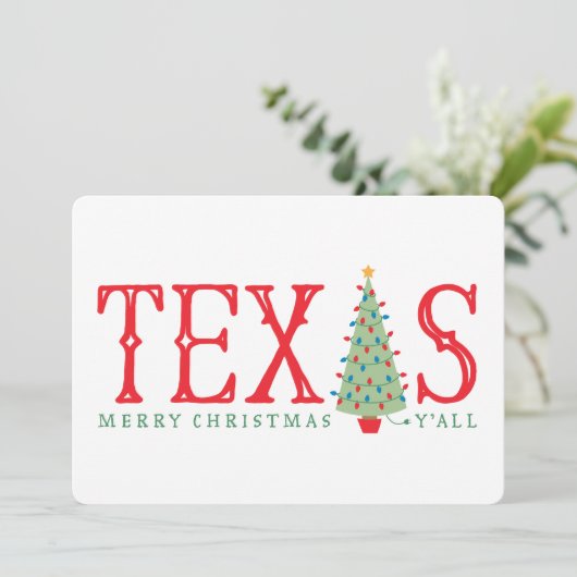 Texas Frohe Weihnachtsbaumkarte oder Einladung (Stehend Vorderseite)