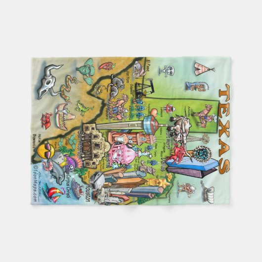 Texas Fun Map Fleecedecke (Vorderseite (Horizontal))