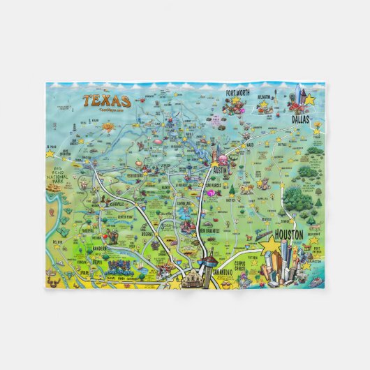 Texas Fun Map Fleecedecke (Vorderseite (Horizontal))