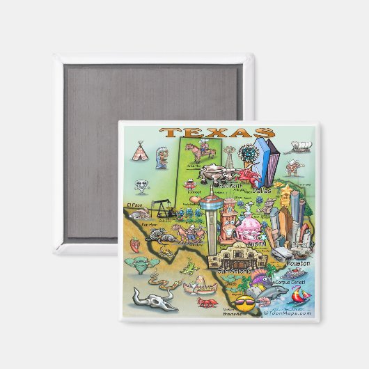 Texas Fun Map Magnet (Vorderseite/Rückseite)