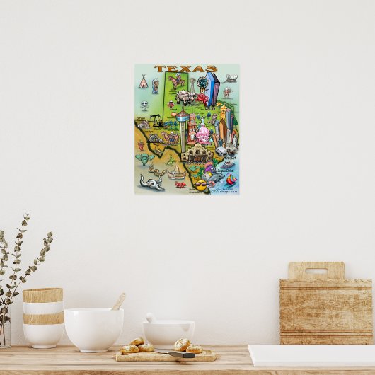 Texas Fun Map Poster (Küche)