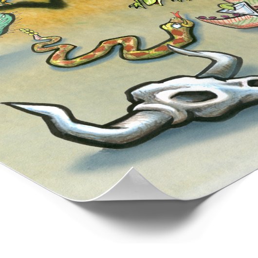 Texas Fun Map Poster (Ecke)